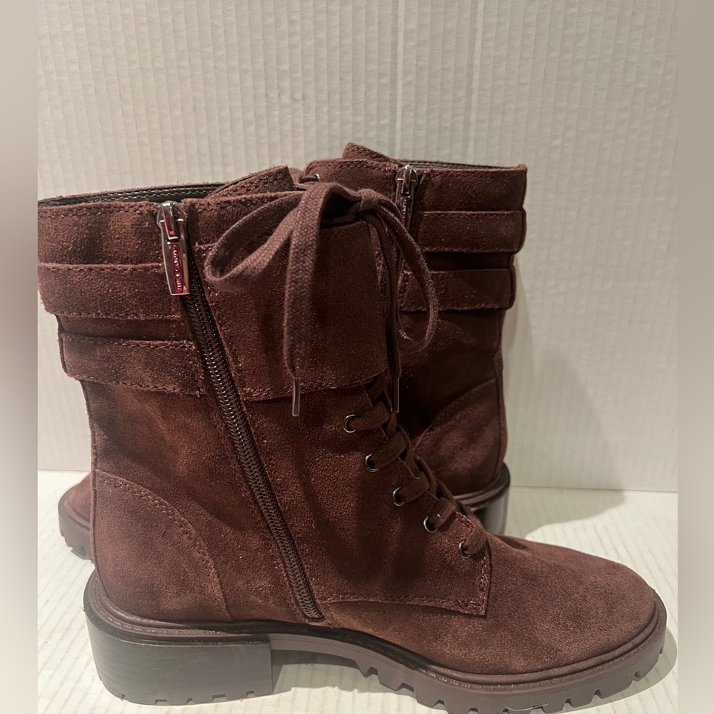 VINCE CAMUTO Fawdry Chocolate Brown Suede Lace Up Combat Motto Boot Size 7M NEW - Picture 7 of 14